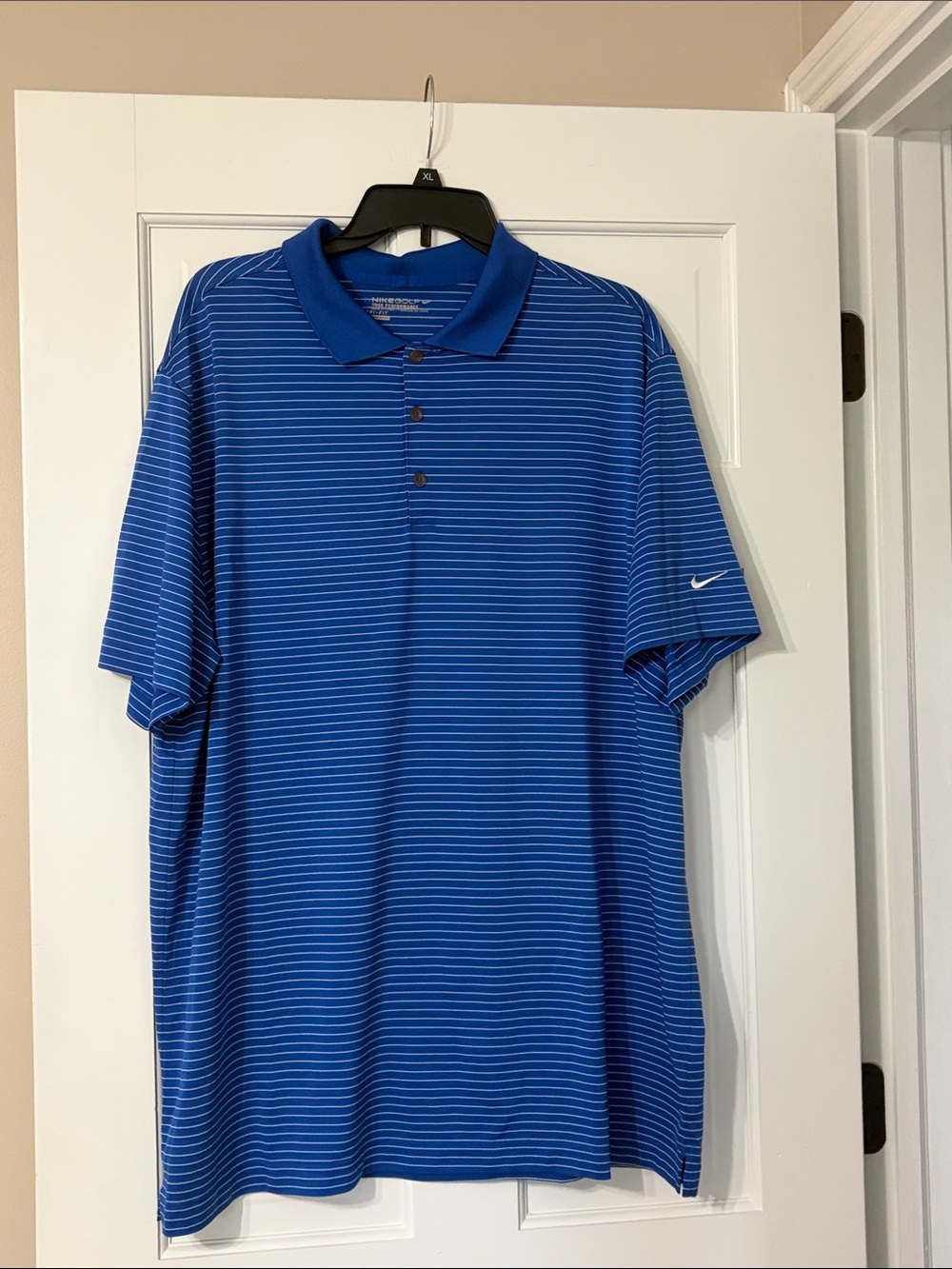 Nike Men's Royal Blue Polo with White Micro Stripes